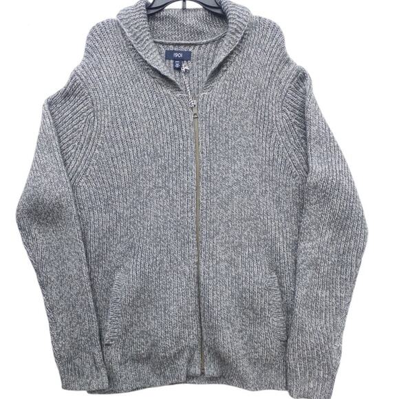 Nordstrom Other - 1901 Chunky Ribbed Full Zip Cardigan Sweater Men 2XL Gray Mohair Wool Blend